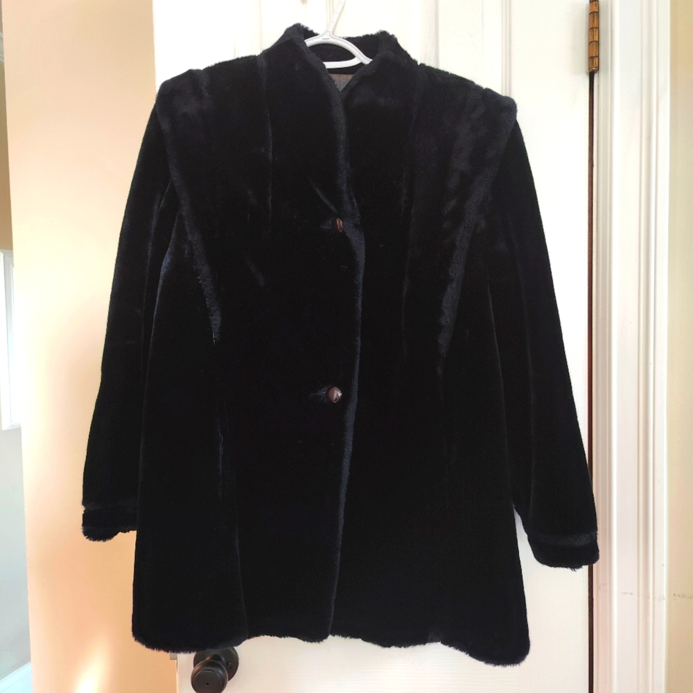 A Borg Deep Pile Faux Fur Coat. Medium?